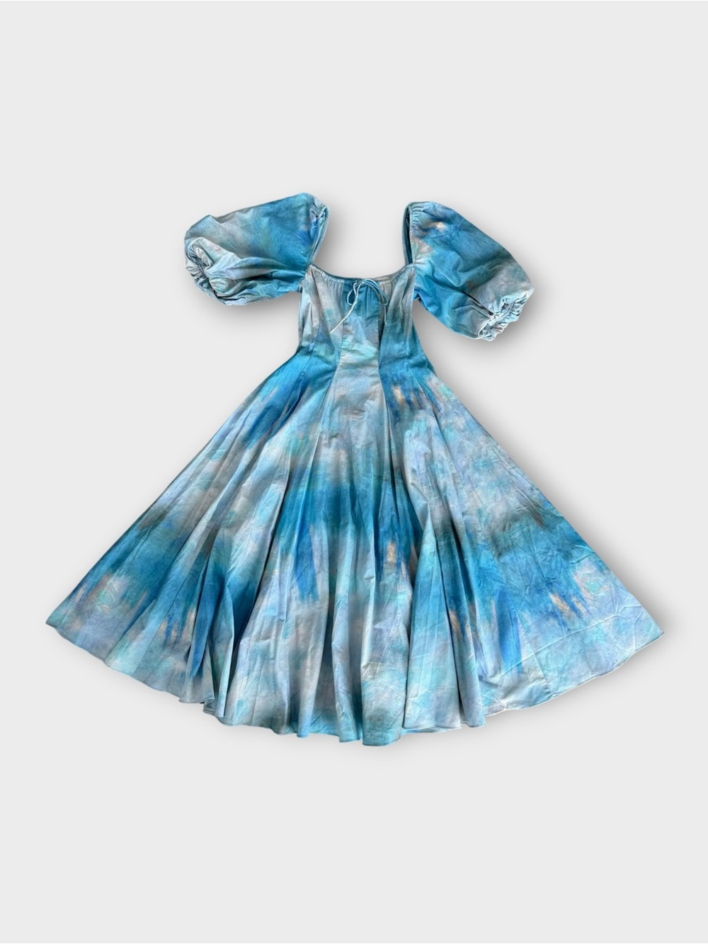 EUC Selkie Blue Tie-Dye Blue Puff Sleeve Princess Dress | X SMALL